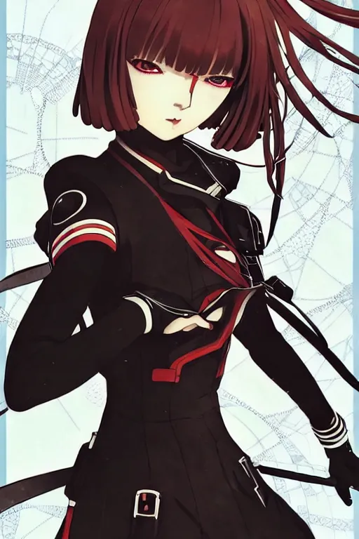 Image similar to ilya kuvshinov anime illustration of reol, last exile,, murata range, fine detail, perfect anime face, dramatic lighting, dynamic composition, moody, art deco, cel shading, vivid, stippled lighting, rich texture, yoshinari yoh, alphonse mucha, takashi murakami, ( ( ( colorful ) ) )