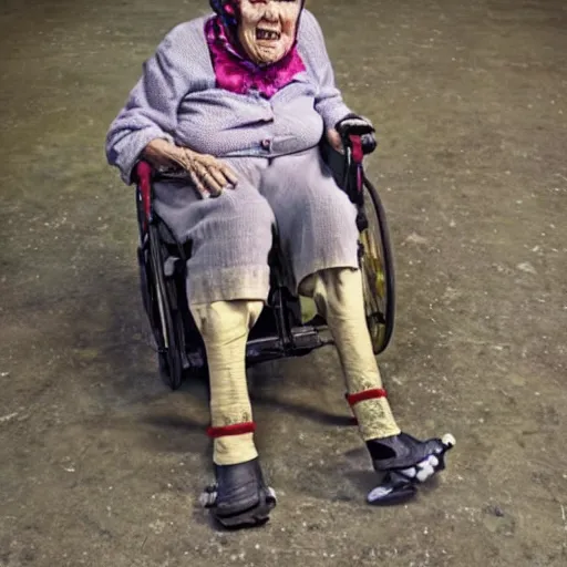 Image similar to an old woman with robotic legs, National Geographic photo, as coherent as Dall-E 2