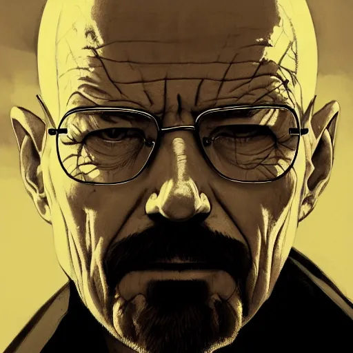 Image similar to portrait of walter white, dramatic lighting, illustration by Greg rutkowski, yoji shinkawa, 4k, digital art, concept art, trending on artstation