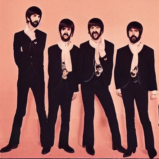 Image similar to ringo starr x 4, the ringles, the beatles but all members are ringo starr, 1 9 6 7 photograph