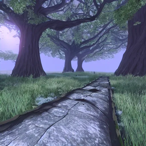 Prompt: warrior cats forest location, empty, path, unreal engine