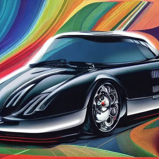 Prompt: a fancy alien car as 9 0 s masterpiece artwork