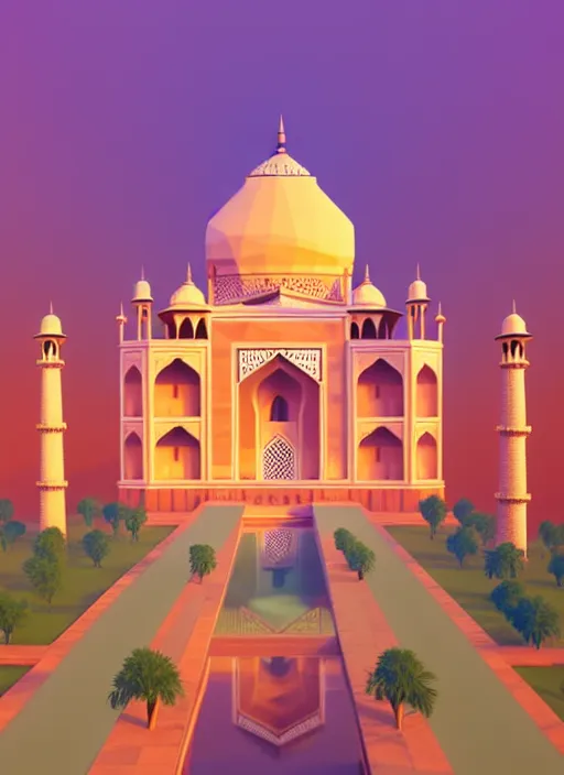 Image similar to a low poly isometric render of taj mahal in the style of monument valley, intricate, elegant, smooth shading, soft lighting, illustration, simple, solid shapes, by magali villeneuve, jeremy lipkin and michael garmash, rob rey and kentaro miura style, octane render