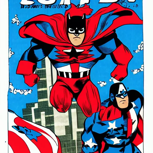 Prompt: Patriotic superhero comic book cover