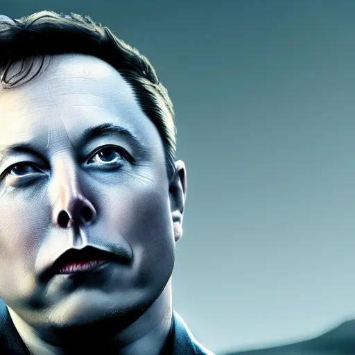 Image similar to matte portrait painting of elon musk as an alien