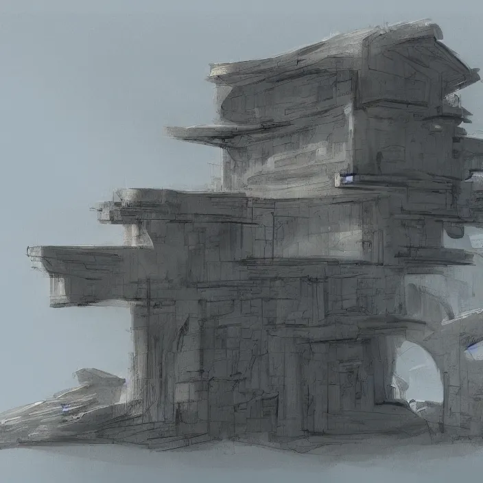 Prompt: a building in a landscape, trending on conceptartworld