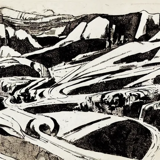 Prompt: Landscape, by Jack Kirby.