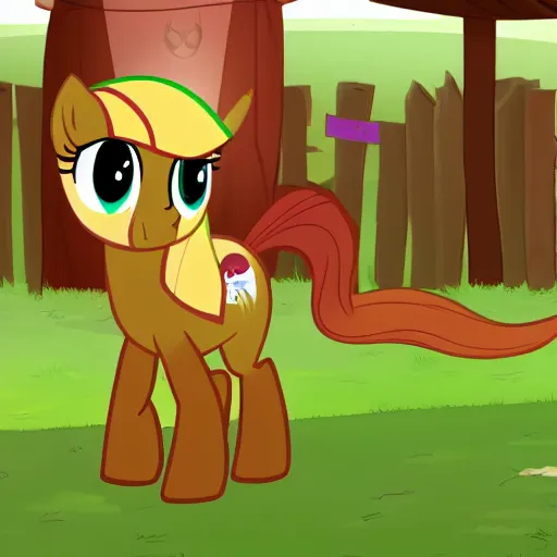 Prompt: Applejack rearing up in an apple orchard, Earth Pony, Equestria, MLP:FIM