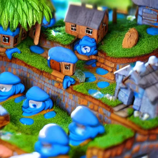 Image similar to smurf village as slums, detailed,