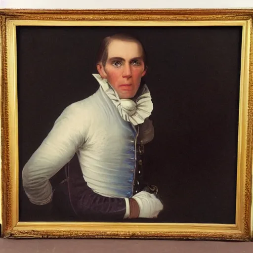 Image similar to An early 1800s oil painting of Jerma985 in the early 1800s, grainy, realistic, very realistic, hyperrealistic, highly detailed, very detailed, extremely detailed, very neat, very epic, very cool, detailed, trending on artstation