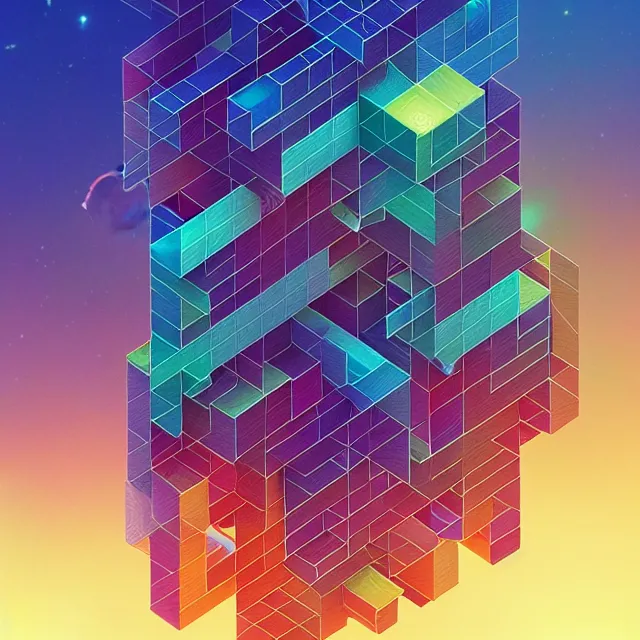 Image similar to beautiful 3 d render of blocks connected in a chain, centered, symmetry, painted, intricate, volumetric lighting, beautiful, rich deep colors masterpiece, sharp focus, ultra detailed, in the style of dan mumford and marc simonetti, astrophotography