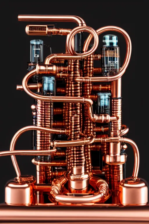 Image similar to A photo of an old opened camera, with vacuum tubes and copper coils inside, the most complex looking machine ever made by Annie Lebovitz and Steve McCurry Ultra detailed, hyper realistic, 4k