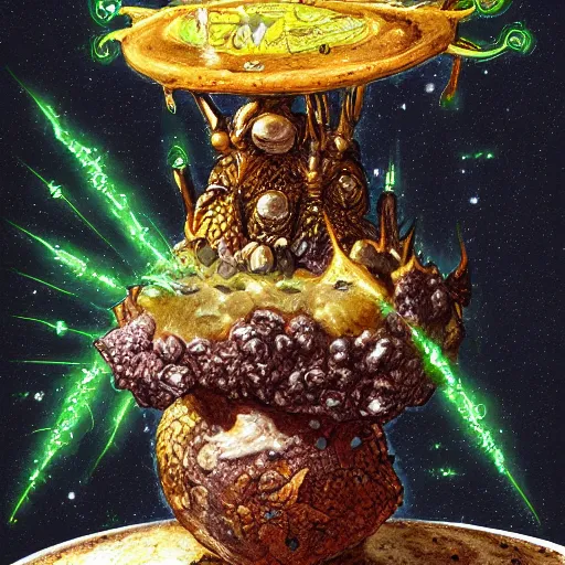 Prompt: a plate of unusual extraterrestrial cuisine, rpg item, fantasy concept art