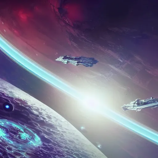 Image similar to intense space ship battle in the ring of Saturn, hyperdetailed, artstation, cgsociety, 8k