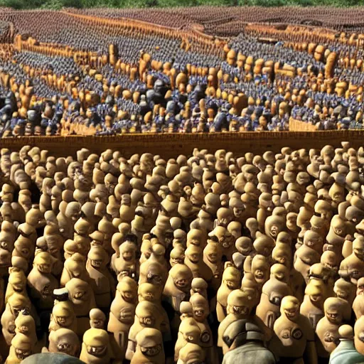 Image similar to the terracotta army of minions