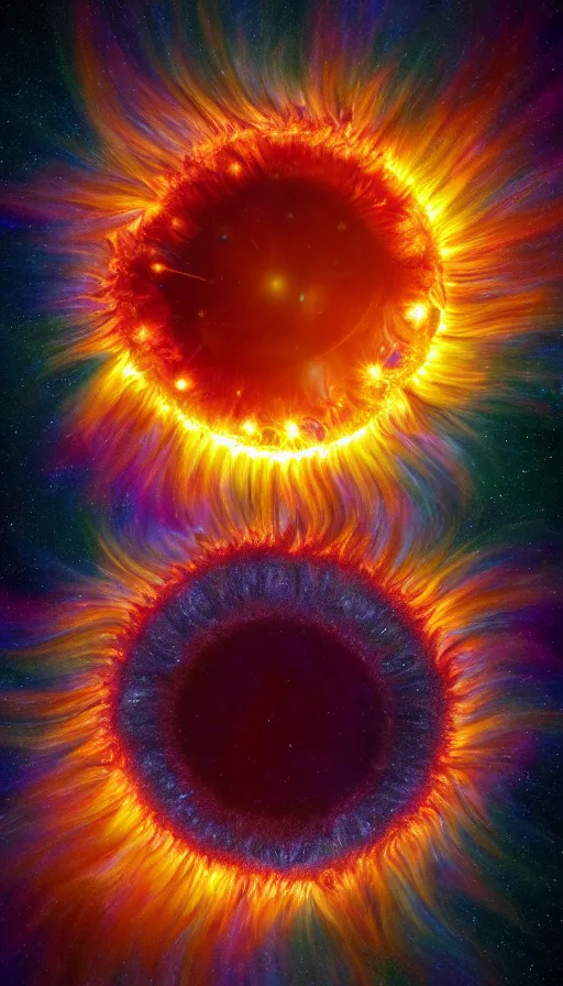 Image similar to photograph of a sun going super nova, 8k, incredible detail, psychedelic,