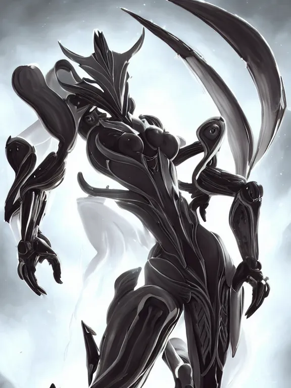 Image similar to exquisite cinematic front shot, low shot, of a beautiful saryn warframe, that's a giant beautiful stunning anthropomorphic robot female dragon with metal cat ears, posing elegantly, robot dragon paws for feet, streamlined white armor, long elegant tail, two arms, two legs, long tail, detailed warframe fanart, destiny fanart, high quality digital art, giantess art, dragon art, furry art, realistic digital art, warframe art, Destiny art, furaffinity, DeviantArt, artstation, 8k HD, octane render