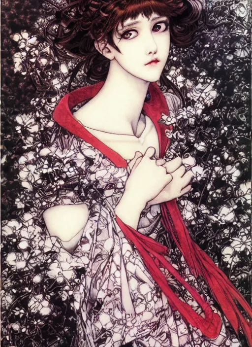 Prompt: a portrait of a pretty young lady by ayami kojima