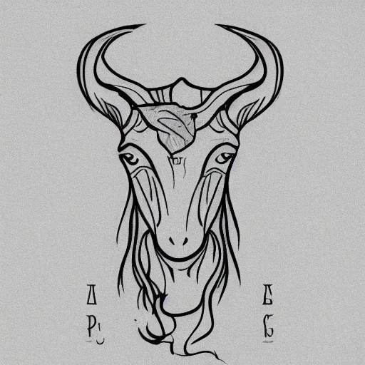 Prompt: a detailed tattoo outline of a !goat! with a !churro in its mouth!, 4k, illustration, sharp focus