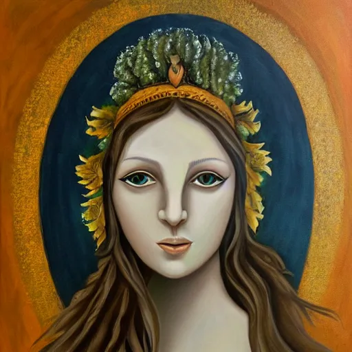 Prompt: Gaia, primal greek goddess of the eart, oil on canvas