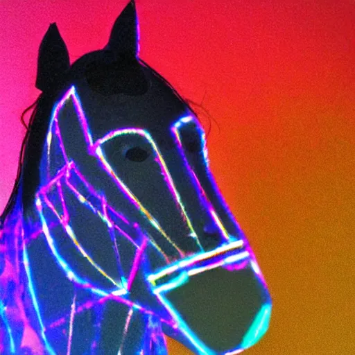 Prompt: a horse made out of lazers