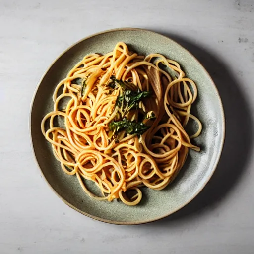 Image similar to photo of a plate of pasta made of human hair