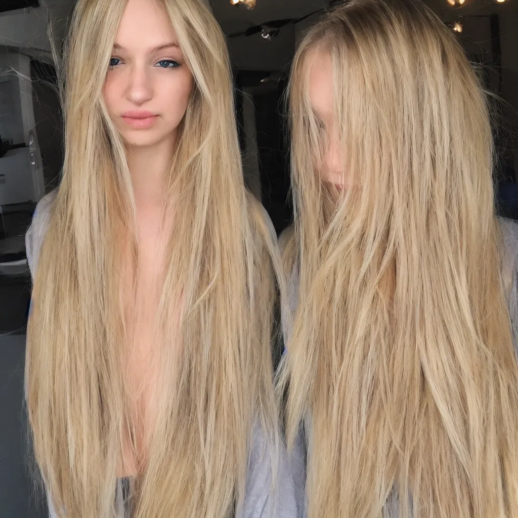 Image similar to blonde girl with long spaghetti hair