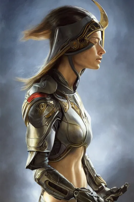 Image similar to a professional painting of a young Olivia Wilde, clothes in military armor, olive skin, long dark hair, beautiful bone structure, symmetrical facial features, intricate, elegant, digital painting, concept art, smooth, sharp focus, illustration, from StarCraft by Ruan Jia and Mandy Jurgens and Artgerm and William-Adolphe Bouguerea