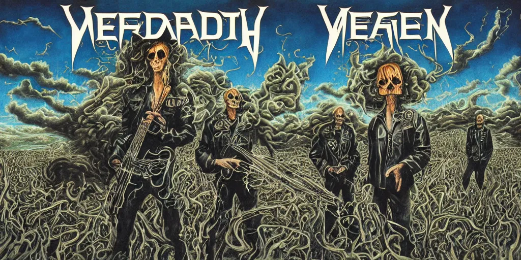 Prompt: megadeth album cover by pushead