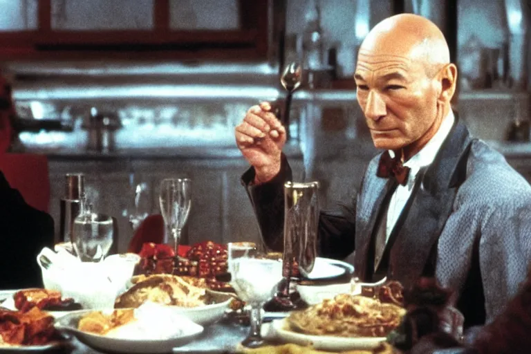 Image similar to film still patrick stewart in a dinner in pulp fuction