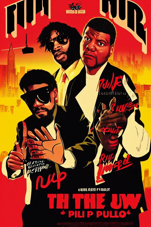 Prompt: run the jewels pulp fiction poster