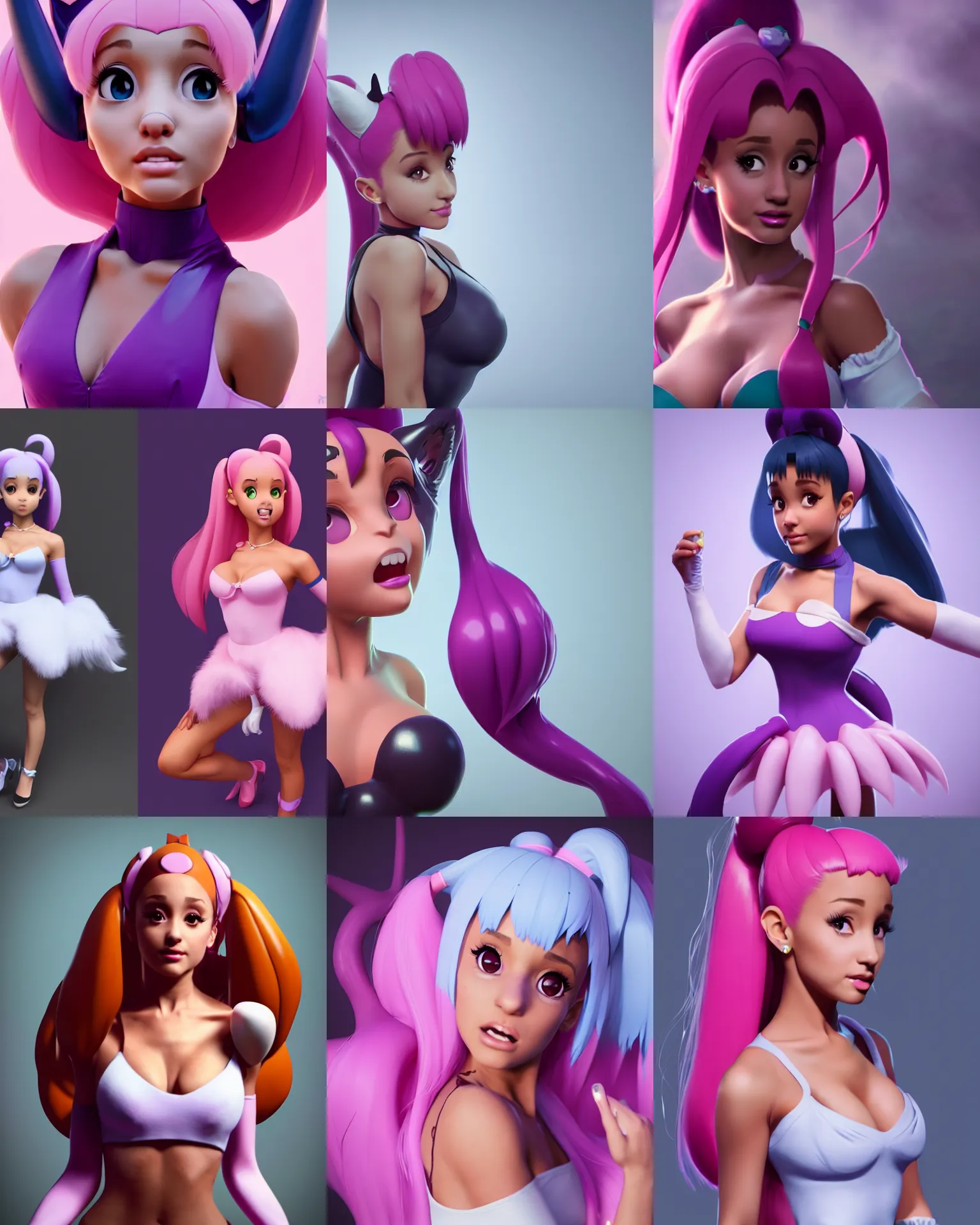 Prompt: ariana grande : : 1 0 as felicia from darkstalkers : : 5 by greg rutkowski, wlop, octane render : : 3