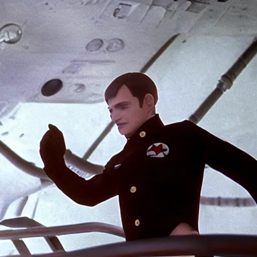 Image similar to Jack Skellingon on the bridge of the USS Enterprise, stop motion, highly detailed,