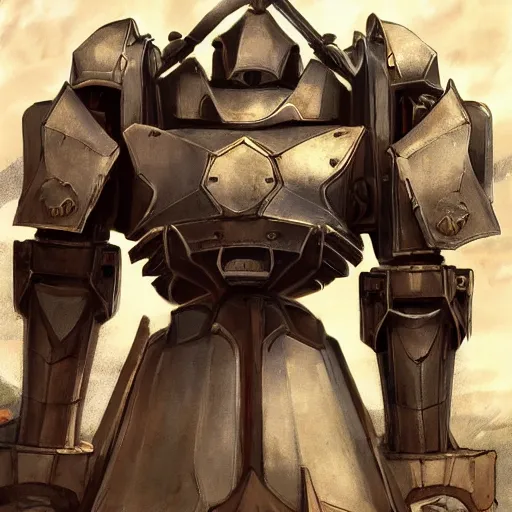 Image similar to a big medieval mech, pixiv, hyperrealistic