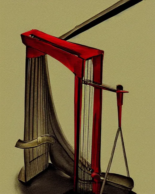 Prompt: burn the harp and cook the crane, digital painting, concept art