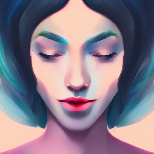 Image similar to portrait of a woman inspired by lois van baarle, illustration iridescent, hair styles, light make up, cinematic 8 k