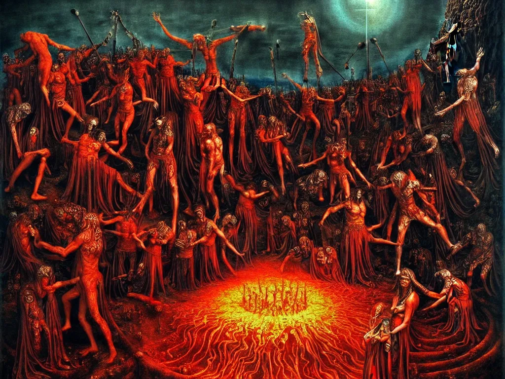 Prompt: highly detailed photo of dante's inferno, trending on deviantart, neo surrealism, sharp focus, octane, masterpiece, art by max ernst