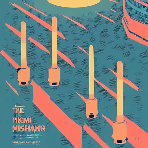 Prompt: The Hiroshima Bomb, Animation printed poster , Artwork by James Gilleard, cinematic composition, trending