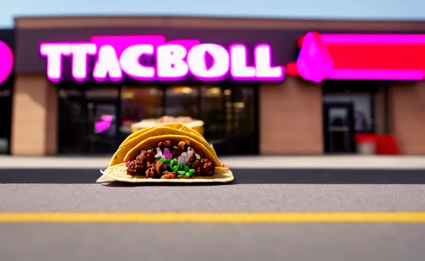 Prompt: photograph of a Taco Bell that says China on the sign, one point perspective, 1-point perspective, tilt shift, sigma 85mm f/1.4, 4k, depth of field, high resolution, 4k, 8k, hd, full color