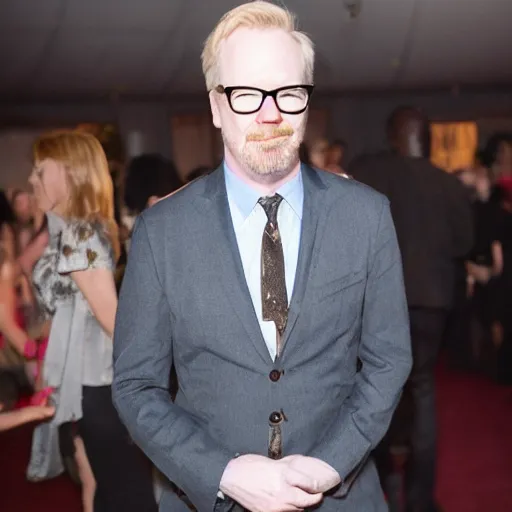 Prompt: adam savage in a fancy suit by a upscale party