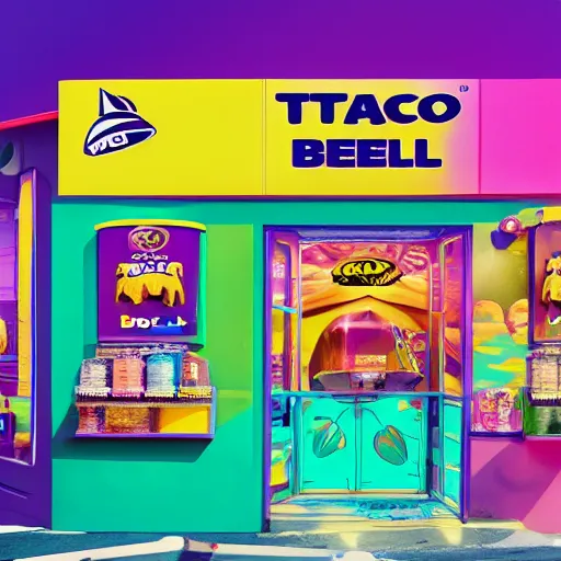 Prompt: taco bell made by lisa frank