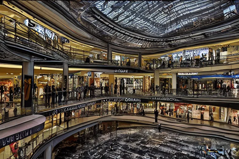 Image similar to shopping mall interior by hr giger