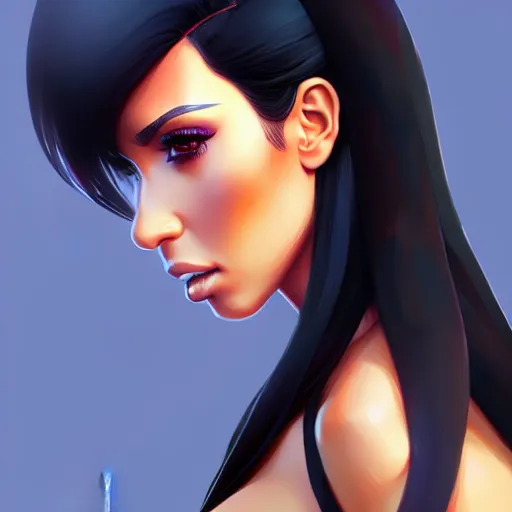 Image similar to kim kardashian, portrait shinkai makoto studio ghibli studio key hideaki anno sakimichan stanley artgerm lau rossdraws james jean marc simonetti elegant highly detailed digital painting artstation pixiv