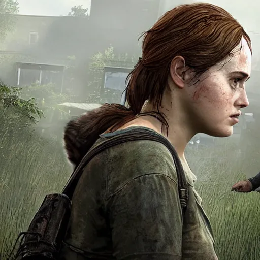 Image similar to an in-game screenshot of Adele as a character in The Last of Us 2