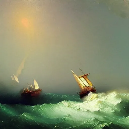 Image similar to painting by ivan aivazovsky