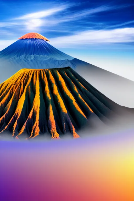 Image similar to bromo mountain, aesthetic, fantasy, pop art, by mike swiderek, jorge lacera, ben lo, tyler west, ultrarealistic, sharp focus, rendered by photoshop