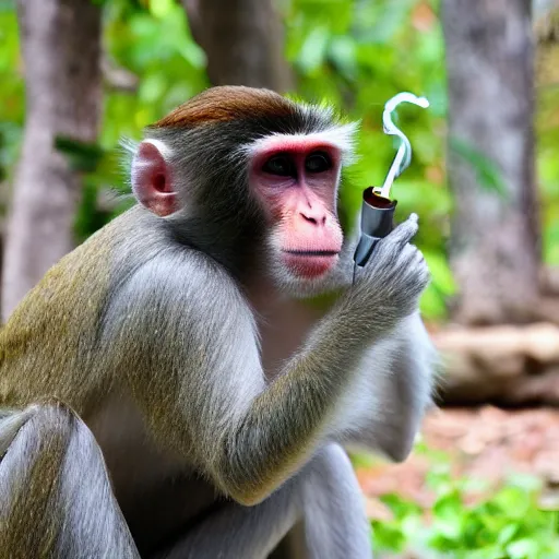 Prompt: monkey smoking canabis