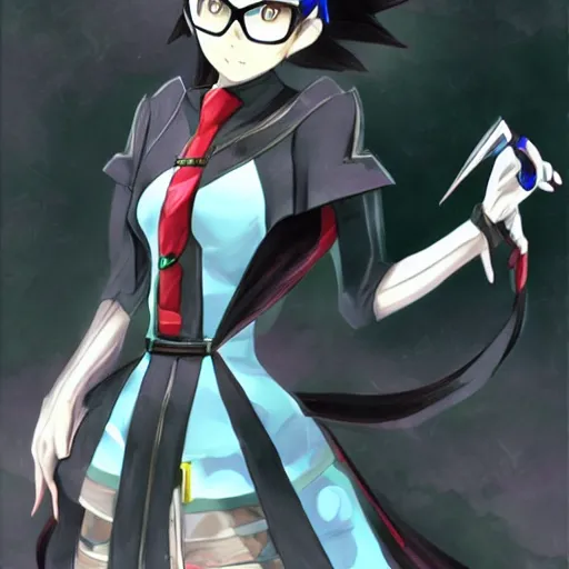 Image similar to bayonetta as a pokemon trainer, anime, concept art