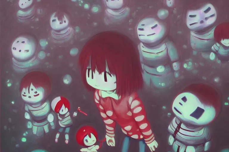 Image similar to infinitely detailed oil painting by emi kuraya of yume nikki, atmospheric