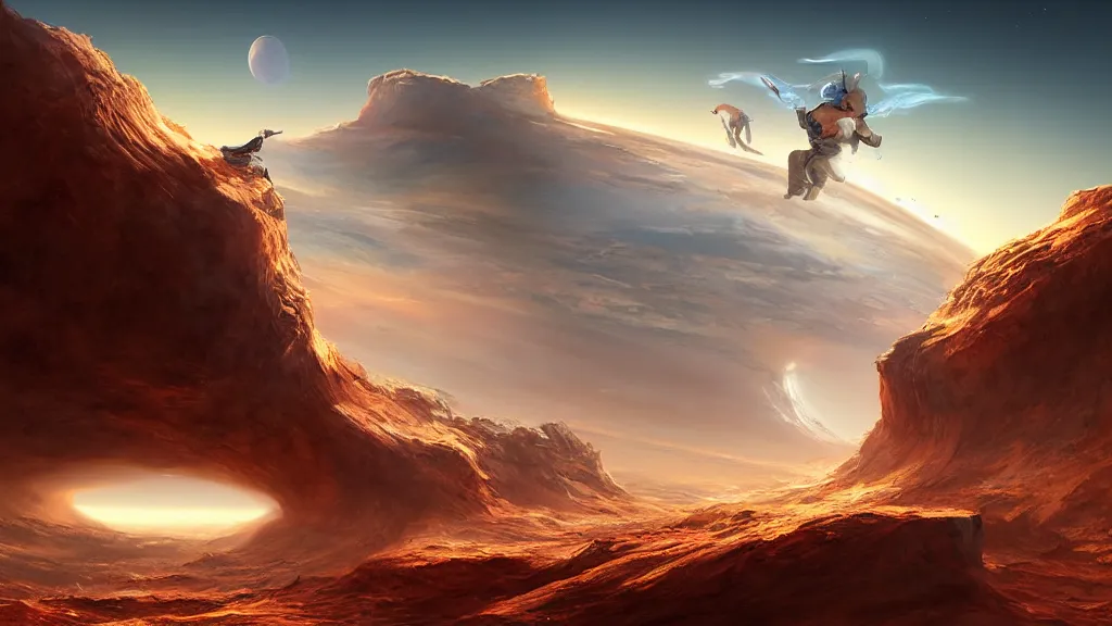 Prompt: the collision of the mars and the earth, art by Jessica Rossier,